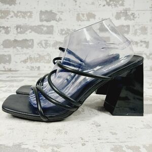 New Abound Austyn Black Block Heel Square Toe Strappy Sandals D578